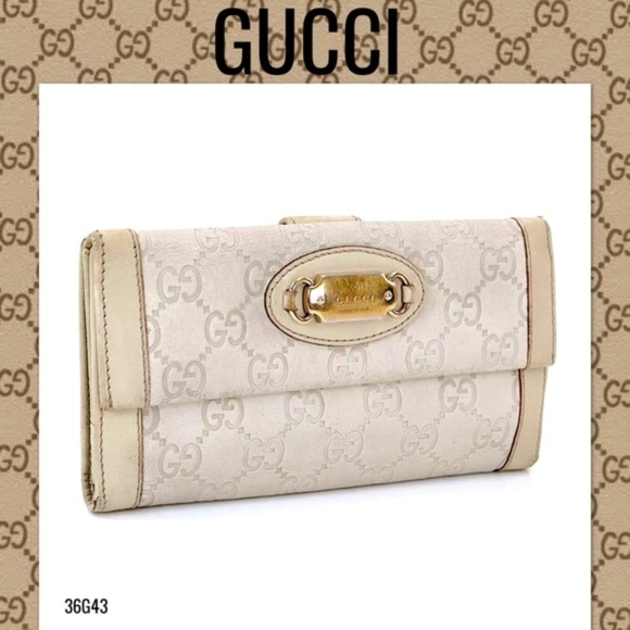 Gucci Handbags - Authentic GUCCI wallet White GG Leather cream